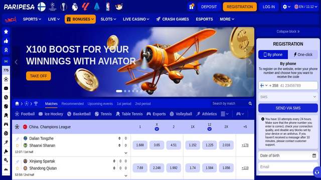 Paripesa casino screenshot